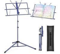New bee 2 in 1 Leggio Musicale Pieghevole Altezza Regolabile Porta Spartiti Musicali Leggio da Tavolo con Borsa