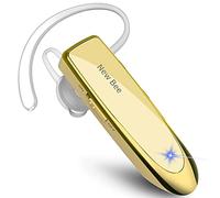 New Bee Auricolare Bluetooth Wireless Vivavoce In-Ear Con Tecnologia Clear Capture per iPhone Samsung Huawei HTC Sony (Nero) (D'oro)