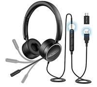 New bee Cuffia PC con Microfono Cuffie USB/3.5 mm Suono Stereo Nitido Auricolare Business per Skype Zoom MS Team Seminario Web Chiamare Call Center(1 pezzo)