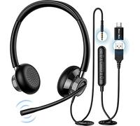 New bee Cuffie con Microfono, Cuffie con Filo PC, Cuffie Stereo da 3.5 mm Tipo C USB Auricolari per Telefono Headset Business per Computer Pad Smartphone(1 pezzo)