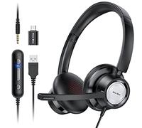New bee Cuffie con Microfono, Cuffie PC Con Microfono Cancellante Rumore Regolabile,Cuffie USB Type-C 3.5mm, Cuffie per Business/Conferenze telefoniche/Chat Skype/Corsi Online (H362)