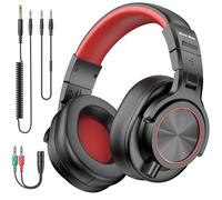 New Bee Cuffie over-ear cablate, cuffie da studio con driver da 50 mm e jack da 6,35 mm e 3,5 mm, cuffie DJ per monitor da studio e mixing, chitarra DJ, amp, podcast, pianoforte, tastiera, rosso e