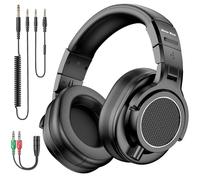 New bee Cuffie per monitor da studio con driver da 50 mm, doppio jack (3,5 mm/6,35 mm) e padiglioni auricolari girevoli a 180° per DJ, registrazione, podcast