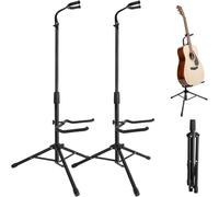 New Bee Porta Chitarra da Terra Pieghevole Regolabile Supporto Chitarra 80-93CM Stand Shitarra con Chitarra Elettrica, Chitarra Acustica, Basso, Liuto, Ukulele (2 Pezzi)