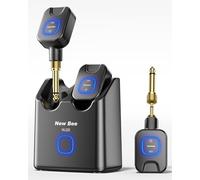 New Bee Sistema di chitarra wireless 5.8G con scatola di ricarica, suono ad alta fedeltà, ricevitore trasmettitore audio a 6 canali per chitarra elettrica, basso