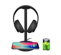 New Bee -- Stazione di ricarica wireless con robusto supporto per cuffie, per iPhone 8 / 8 Plus // Samsung S8 / S8 Plus / S7 / S7 Edge / S6 / S6 Edge, con indicatore LED (nero)