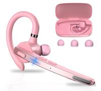 New Bee V5.1 Auricolare Bluetooth Singolo 72Hs Tempo di Gioco | Auricolari Mono Bluetooth con Doppio Microfono CVC8.0 per Lavoro Ufficio (Rosa-1 Pezzo)