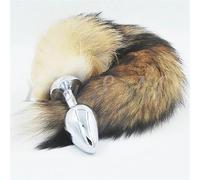 New Big Anal Plug Fox Tail Stainless Steel Butt Plug Cat Tail Anal Plug Fox Tail Cosplay Anal Sex Toys Metal Butt Plug Dog Tail(M)