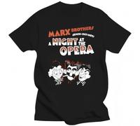 New Black Marx Brothers T-Shirt A Night at The Opera Harpo Groucho Chico Tee Black M