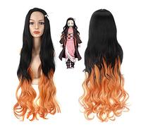 New Blade of Demon Slayer Kimetsu no Yaiba Kamado Nezuko Parrucca Cosplay 85cm Parrucca sintetica per capelli con sfumature di capelli sintetici Halloween