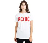 new boundary designs, inc. ACDC Logo Raglan Ladies T Shirt, Bianco, XXL Donna