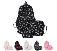 New Bow Backpack, set di 3 scatole per ragazze, carine bow backpacks set, grande capacità, alla moda e versatile, Nero