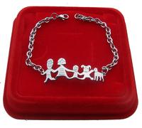 new Bracciale Braccialetto Famiglia in Acciaio Mamma + Papà + 2 Bambini + cane