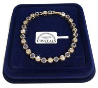 Bracciale Tennis Palline pl oro giallo 18k Donna,braccialetto crystal SW azzurro