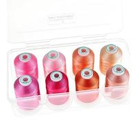 New brothread - 15 Opzioni - 8 Bobine a scatto da 1000m ogni Poliestere Filo di Ricamo Macchina con scatola di plastica di stoccaggio per Ricamo e Quilting - Pink/Rose/Flesh
