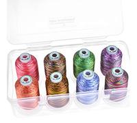 New brothread - 15 Opzioni - 8 Bobine a scatto da 1000m ogni Poliestere Filo di Ricamo Macchina con scatola di plastica di stoccaggio per Ricamo e Quilting - Variegated Colour1