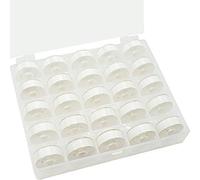 New brothread 25pcs Tipo L Taglia (SA155) Bianca filato per spolette prebobinate Lato in plastica per macchine da ricamo e da cucire particolari - 60wt