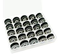 New brothread 25pcs Tipo L Taglia (SA155) Nero filato per spolette prebobinate Lato in plastica per macchine da ricamo e da cucire particolari - 90wt