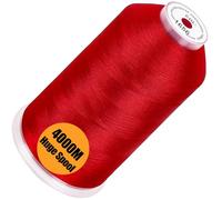New brothread - Bobina Singola Enorme 4000M/Cad 100% Poliestere Filo da Ricamo a Macchina 40WT per Macchine Commerciali e Domestiche - Christmas Red