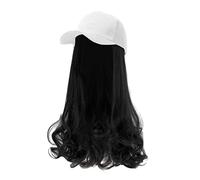 New Cap - Parrucca da baseball da uomo, colore nero, rosso, con capelli fissati, a pera, ricci e ricci regolabili, con berretto da baseball, da uomo, d, Taglia unica