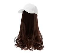 New Cap - Parrucca da baseball da uomo, colore nero, rosso, con capelli fissati, lunghezza a pera, ricci e ricci regolabili, con berretto da baseball, taglia unica