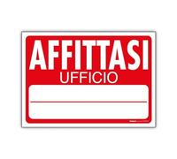 NEW CARTELLO SEGNALETICO - Affittasi Ufficio - Adesivo Resistente, Pannello in Forex, Pannello In Alluminio (ADESIVO 30X42 CM)