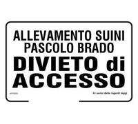 NEW CARTELLO SEGNALETICO - Allevamento suini pascolo brado divieto di accesso - Adesivo Extra Resistente, Pannello in Forex, Pannello In Alluminio (PANNELLO IN FOREX 20X31 CM)