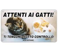 NEW CARTELLO SEGNALETICO - Attenti ai gatti, TI TENGONO SOTTO CONTROLLO - Adesivo Extra Resistente, Pannello in Forex, Pannello In Alluminio (PANNELLO IN FOREX 20X31 CM)