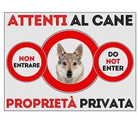 NEW CARTELLO SEGNALETICO - ATTENTI al Cane Acne Lupo CECOSLOVACCO PROPRIETà PRIVATA - Adesivo Extra Resistente, Pannello in Forex, Pannello In Alluminio (PANNELLO IN FOREX 20X31 CM)