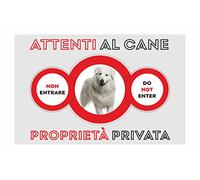 NEW CARTELLO SEGNALETICO - ATTENTI al Cane Pastore MAREMMANO PROPRIETà PRIVATA - Adesivo Extra Resistente, Pannello in Forex, Pannello In Alluminio (PANNELLO IN FOREX 20X31 CM)