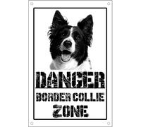 NEW CARTELLO SEGNALETICO - Danger BORDER COLLIE zone - Adesivo Extra Resistente, Pannello in Forex, Pannello In Alluminio (PANNELLO IN ALLUMINIO 20X31 cm)