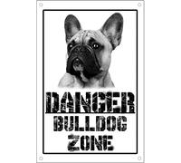 NEW CARTELLO SEGNALETICO - Danger BULLDOG FRANCESE zone - Adesivo Extra Resistente, Pannello in Forex, Pannello In Alluminio (PANNELLO IN ALLUMINIO 20X31 cm)