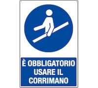 NEW CARTELLO SEGNALETICO - è obbligatorio usare il corrimano - Adesivo Extra Resistente, Pannello in Forex, Pannello In Alluminio (PANNELLO IN FOREX 20X31 CM)