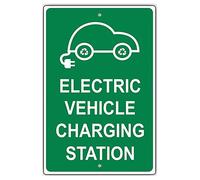 NEW CARTELLO SEGNALETICO - electric vehicle charging station - Adesivo Extra Resistente, Pannello in Forex, Pannello In Alluminio (PANNELLO IN ALLUMINIO 20X31 CM)