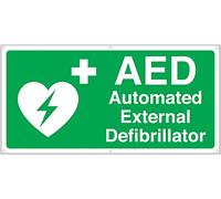 NEW CARTELLO SEGNALETICO INGLESE - AED Automated External Defibrillator Mod. 2 - Adesivo Resistente, Pannello in Forex, Pannello In Alluminio (ADESIVO 20X31 CM)