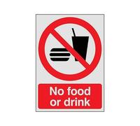 NEW CARTELLO SEGNALETICO INGLESE - No Food Or Drink - Adesivo Resistente, Pannello in Forex, Pannello In Alluminio (PANNELLO IN ALLUMINIO 20X31 CM)