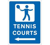 NEW CARTELLO SEGNALETICO INGLESE - Tennis Court Arrow Left - Adesivo Resistente, Pannello in Forex, Pannello In Alluminio (PANNELLO IN ALLUMINIO 20X31 CM)