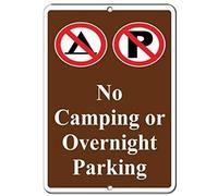 NEW CARTELLO SEGNALETICO - No Camping or Overnight Parking - Adesivo Extra Resistente, Pannello in Forex, Pannello In Alluminio (PANNELLO IN ALLUMINIO 30X42 CM)