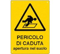 NEW CARTELLO SEGNALETICO - pericolo di caduta apertura nel suolo - Adesivo Extra Resistente, Pannello in Forex, Pannello In Alluminio (PANNELLO IN FOREX 20X31 CM)