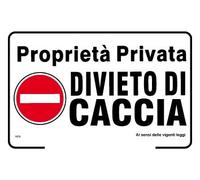 NEW CARTELLO SEGNALETICO - Proprietà privata divieto di caccia mod 2 - Adesivo Extra Resistente, Pannello in Forex, Pannello In Alluminio (PANNELLO IN ALLUMINIO 20X31 CM)
