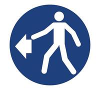NEW CARTELLO SEGNALETICO ROTONDO - Pedoni a sinistra - Adesivo Extra Resistente, Pannello in Forex, Pannello In Alluminio (ADESIVO 10 CM)