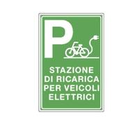 NEW CARTELLO SEGNALETICO - stazione di ricarica per veicoli elettrici con simbolo bicicletta - Adesivo Extra Resistente, Pannello in Forex, Pannello In Alluminio (PANNELLO IN FOREX 30X42 CM)