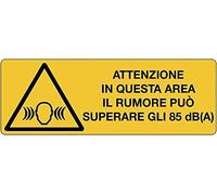 NEW CARTELLO SEGNALETICO UNI - Attenzione in questa area il rumore può superare gli 85 dB(A) - Adesivo Extra Resistente, Pannello in Forex, Pannello In Alluminio (PANNELLO IN ALLUMINIO 30X12 cm)
