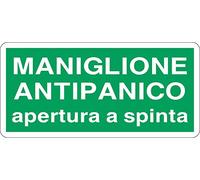 NEW CARTELLO SEGNALETICO UNI - maniglione antipanico apertura a spinta - Adesivo Extra Resistente, Pannello in Forex, Pannello In Alluminio (PANNELLO IN FOREX 60X25 cm)