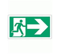 NEW CARTELLO SEGNALETICO UNI - uscita di emergenza a destra - Adesivo Extra Resistente, Pannello in Forex, Pannello In Alluminio (PANNELLO IN FOREX 30X12 cm)