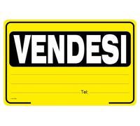 NEW CARTELLO SEGNALETICO - Vendesi giallo - Adesivo Extra Resistente, Pannello in Forex, Pannello In Alluminio (PANNELLO IN FOREX 20X31 CM)