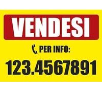 NEW CARTELLO SEGNALETICO - VENDESI PER INFO NUMERO PERSONALIZZABILE sfondo giallo - Adesivo Resistente, Pannello in Forex, Pannello In Alluminio (ADESIVO 30X42 CM)