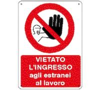NEW CARTELLO SEGNALETICO - vietato l'ingresso agli estranei al lavoro - Adesivo Extra Resistente, Pannello in Forex, Pannello In Alluminio (PANNELLO IN ALLUMINIO 30X42 CM)