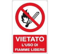 NEW CARTELLO SEGNALETICO - vietato l'uso di fiamme libere - Adesivo Extra Resistente, Pannello in Forex, Pannello In Alluminio (PANNELLO IN FOREX 30X42 CM)