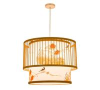 New Chinese Style Wood Chandelier Industrial Woven Lighting, Rustic Hanging Lamp Fixture with Pattern Decoration Antique Pendant Light for Dining Room, Kitchen, Restaurant(50cm/19.7in)